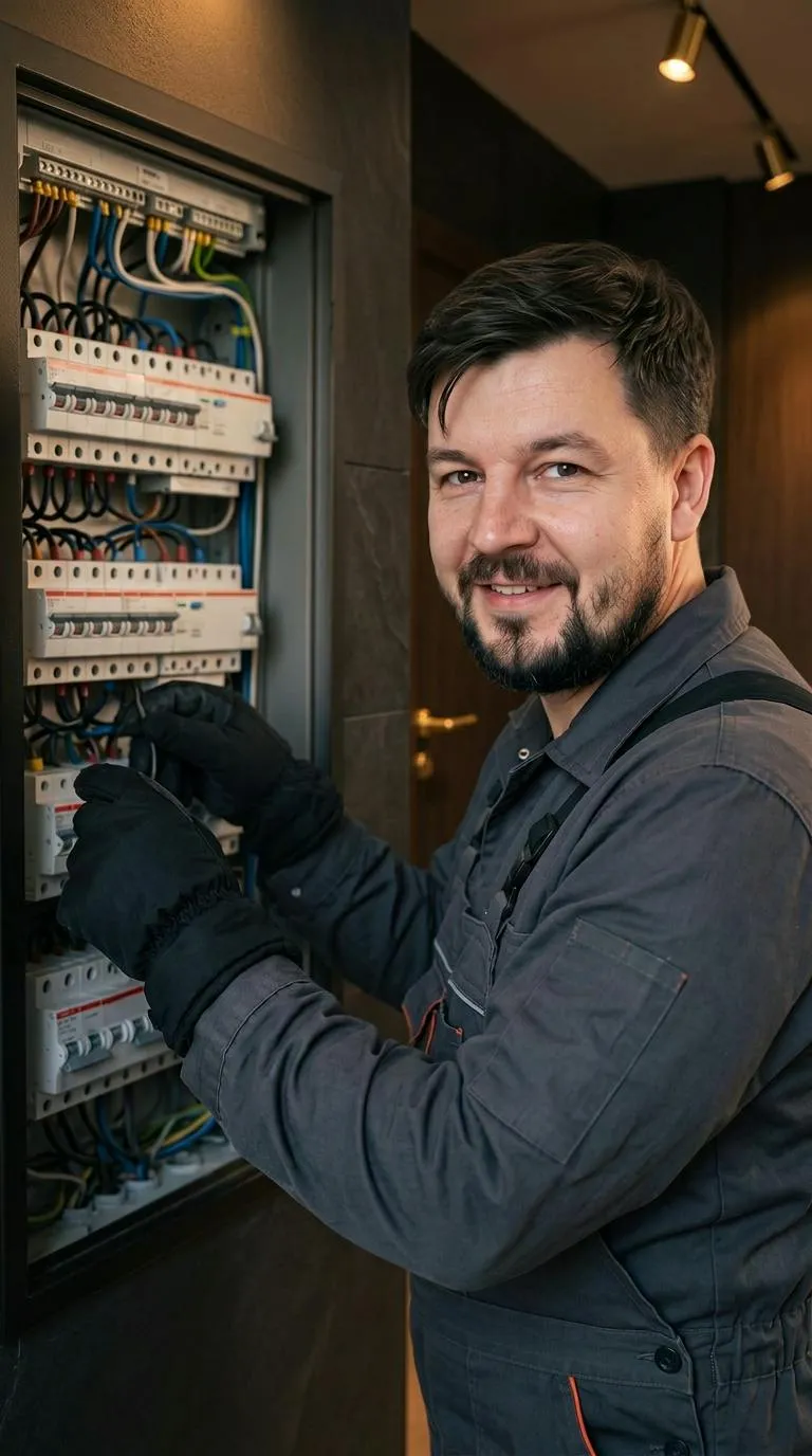 Plumbery electrician working on a consumer unit