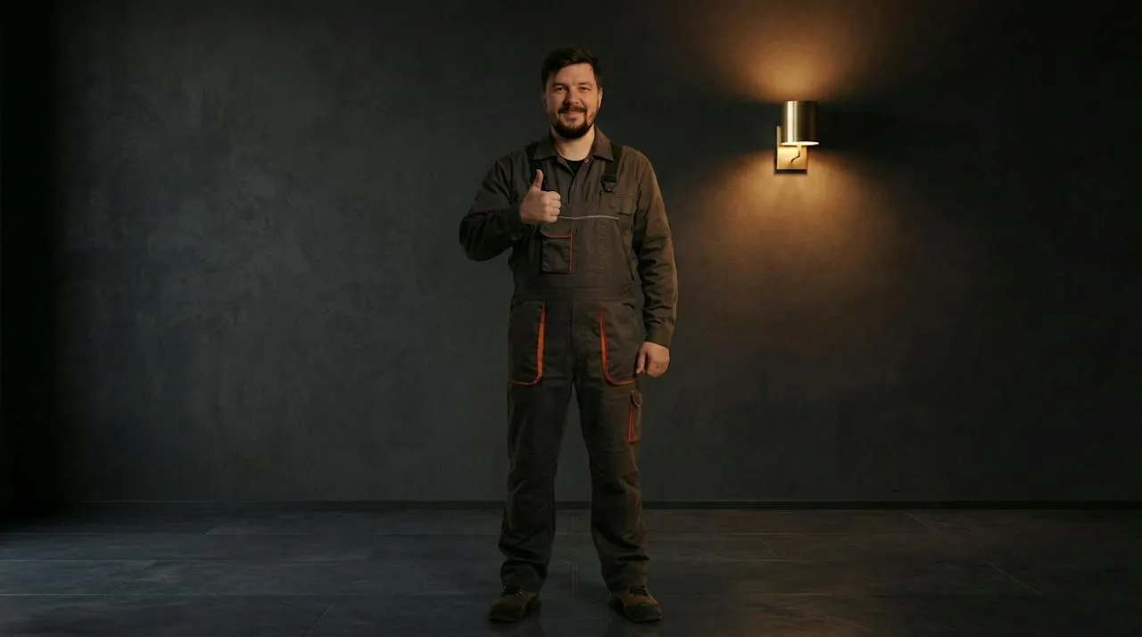 Plumbery engineer giving a thumbs up